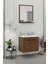 Fix Arya 65 Cm Banyo Dolabı,Seramik Lavabolu, Aynalı,Lavabo Dahil,Mdf,Aybe Kahve 3