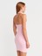91508 Halter Yaka Mini Elbise-Toz Pembe 2
