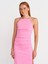 91502 Halter Yaka Midi Elbise-Pembe 4