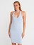 91508 Halter Yaka Mini Elbise-Açık Mavi 1