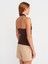 10799 Halter V Yaka Dokulu Triko Bluz-Kahve 2