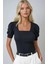 Kadın Siyah Kare Yaka Örme Bluz HZL22W-BD104091 1