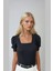 Kadın Siyah Kare Yaka Örme Bluz HZL22W-BD104091 2