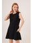 Yanları Zincir Detaylı Sıfır Kol Siyah Mini Elbise 5