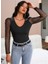 Kadın Uzun Kollu Omuz Inci Kollar Tül Detay Viskon Bluz 6