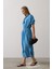Beli Lastikli Elbise - Mavi 3