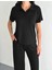 Osy Modal Yumuşak Dokulu Kumaş Kısa Kollu Yakalı T-Shirt Pantalon Ikili Takım- Siyah 1