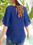 Kadın Kısa Yırtmaç Kollu Yuvarlak Yaka Şifon Bluz 2