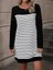 Kadın Bisiklet Yaka Uzun Kol Çizgili Iki Iplik Kumaş Mini Boy Elbise 4