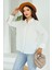 Lupinn Moda Kadın Beyaz Düğmeli Uzun Kollu Rahat Kalıp Gömlek 1