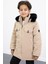 Bej Çıtçıtlı Göğüs Cepli Içi Kürklü Erkek Çocuk Kapüşonlu MONT21352 4