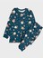 Kız Çocuk %100 Pamuklu Yeşil Baykuş Çiçek Desenli Uzun Kollu Kışlık Pijama Takımı 1