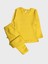 Kız Çocuk Pamuklu Fitilli Kumaş Sarı Uzun Kollu Taytlı Takım 1
