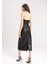 Bodycon Vücudu Saran Straplez Basic Düz Yırtmaçlı Suni Deri Midi Elbise C2284AX24SP 8