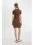 Coool Bodycon Vücudu Saran Bisiklet Yaka Fitilli Kaşkorse Kısa Kollu Mini Elbise C1503AX24SP 5