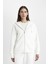 Relax Fit Kapüşonlu Cepli Basic Düz Fermuarlı Sweatshirt C1809AX24WN 3