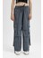 Coool Wide Leg Gabardin Pantolon Geniş Paça Normal Bel Basic Düz Bağcıklı Kargo Cepli B1205AX24AU 4