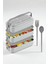 1260 ml 3 Katlı Kapaklı Çatal Bıçaklı Beslenme Kutusu Lunch Box Beslenme Kabı - Gri 1
