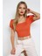 Kadın Oranj Kare Yaka Örme Bluz HZL22W-BD104091 1