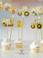 3 Parça Inşaat Tema Pasta Süsü Cake Topper Banner ve 6 Adet Metalik Gold Mum Doğum Günü Süsleme Parti Seti 6