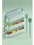 1260 ml 3 Katlı Kapaklı Çatal Bıçaklı Beslenme Kutusu Lunch Box Beslenme Kabı - Yeşil 1