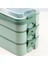 1260 ml 3 Katlı Kapaklı Çatal Bıçaklı Beslenme Kutusu Lunch Box Beslenme Kabı - Yeşil 4