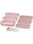 1260 ml 3 Katlı Kapaklı Çatal Bıçaklı Beslenme Kutusu Lunch Box Beslenme Kabı - Pembe 2