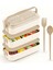 1260 ml 3 Katlı Kapaklı Çatal Bıçaklı Beslenme Kutusu Lunch Box Beslenme Kabı - Kahve 1