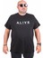 Erkek Büyük Beden Sıfır Yaka Tişört Alive 25187 Sıyah 1