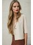 Kadın Bej Kısa Kollu Şal Yaka Düğmeli Mevsimlik Keten Ayrobin Ceket HZL24S-BD107061 3