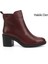 Kadın Bordo Fermuarlı Kalın Topuklu Hakiki Deri Bot 1