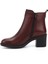 Kadın Bordo Fermuarlı Kalın Topuklu Hakiki Deri Bot 3