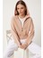 Kapüşonlu Şardonlu Fermuarlı Sweatshirt LOW0019 Bisküvi 1