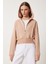 Kapüşonlu Şardonlu Fermuarlı Sweatshirt LOW0019 Bisküvi 2