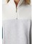 Fermuarlı Yaka Şardonlu Örme Crop Sweatshirt LNJ0018 Gri Zümrüt Yeşili 4