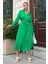 Yeşil Kuşaklı Viskon Gömlek Elbise 5
