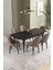 Ikon Siyah Mermer 80X132 Açılabilir Mdf Masa Yemek Odası Takımı, Mutfak Takımı 6 Adet Sandalye 2