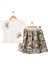 Çiçekli Tshırt Etek Takım Yeşil 1