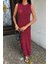 Kadın Bordo Kolsuz Örme Maxi Elbise 3
