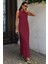 Kadın Bordo Kolsuz Örme Maxi Elbise 4