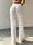 Mottisfashion Kadın Yüksek Bel Bağcıklı Desenli Triko Plaj Pantolon 2