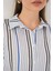 Kadın Çizgili Kısa Kol Gömlek 20345 - Lacivert 5