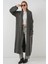 Kadın Uzun Oversize Triko Hırka 15924 - Antrasit 2