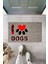 Dijital Baskı Gri Kırmızı Kalpli Patili I Love Dogs Dekoratif Kapı Paspası K-2076 1