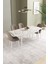 Ikon Beyaz Mermer 80X132 Açılabilir Mdf Masa Yemek Odası Takımı, Mutfak Takımı 4 adet Sandalye 2