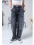 Kadın Gri Yüksek Bel Skater Jeans 4