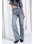 Kadın Gri Yüksek Bel Full Leg Jeans 1
