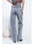 Kadın Gri Yüksek Bel Full Leg Jeans 4