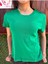 Basic Baskısız Düz Model / Kadın Yeşil Renk T-Shirt 2
