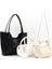 Siyah/beyaz/krem SHK239 Suni Deri El Kol ve Omuz 3'lü Çanta Seti (SHK108-SHK207-SHK24) 1